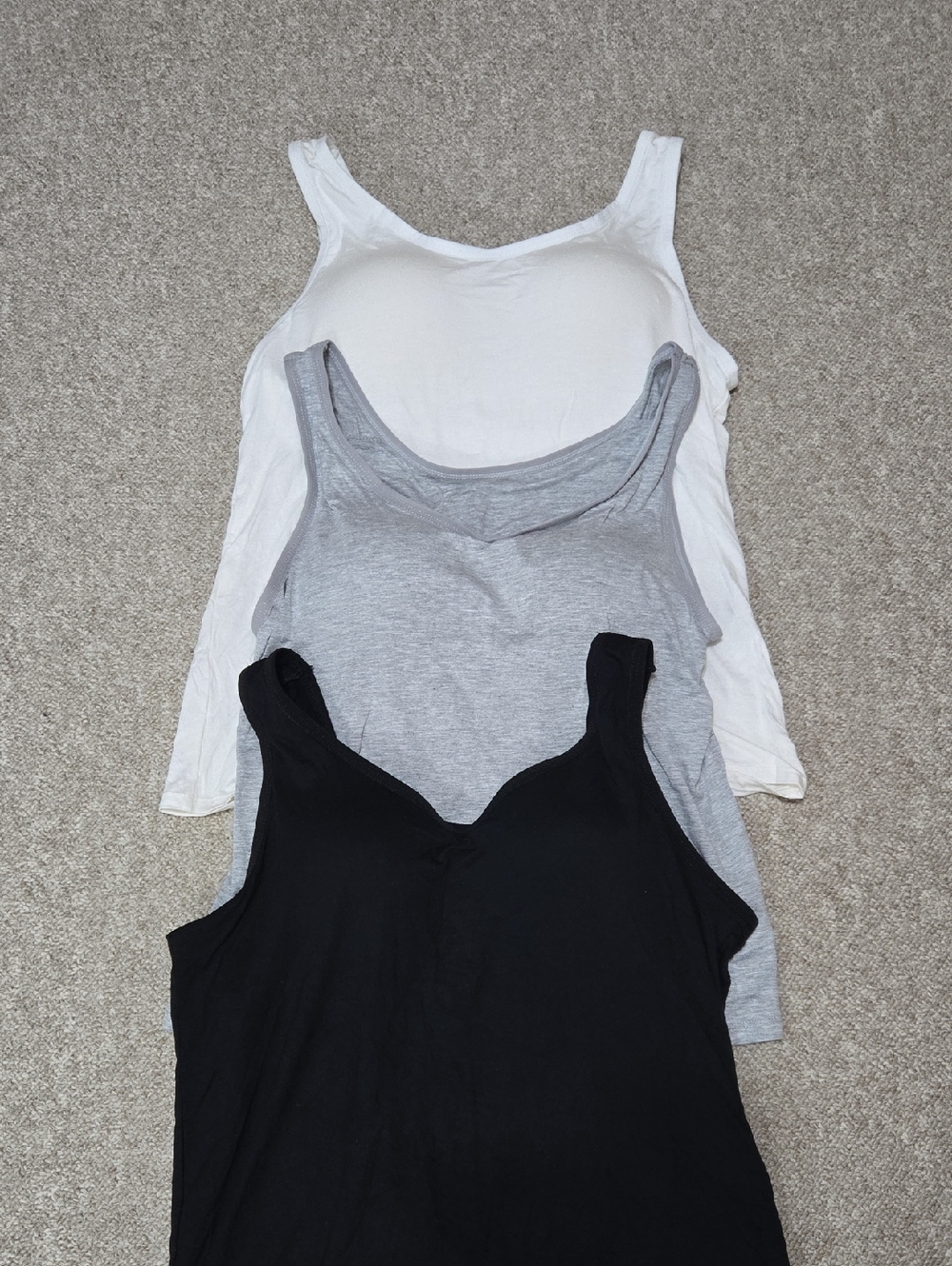 Essential Women's Tank Top With Built In Bra Trio - White, Gray & Black